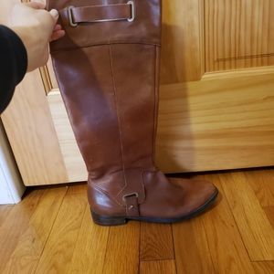 Etienne Aigner cognac leather knee high boots